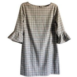 H&M Plaid Sheath Dress with 3/4 Bell Sleeves